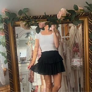 Black Ruffled Tiered Mini Skirt